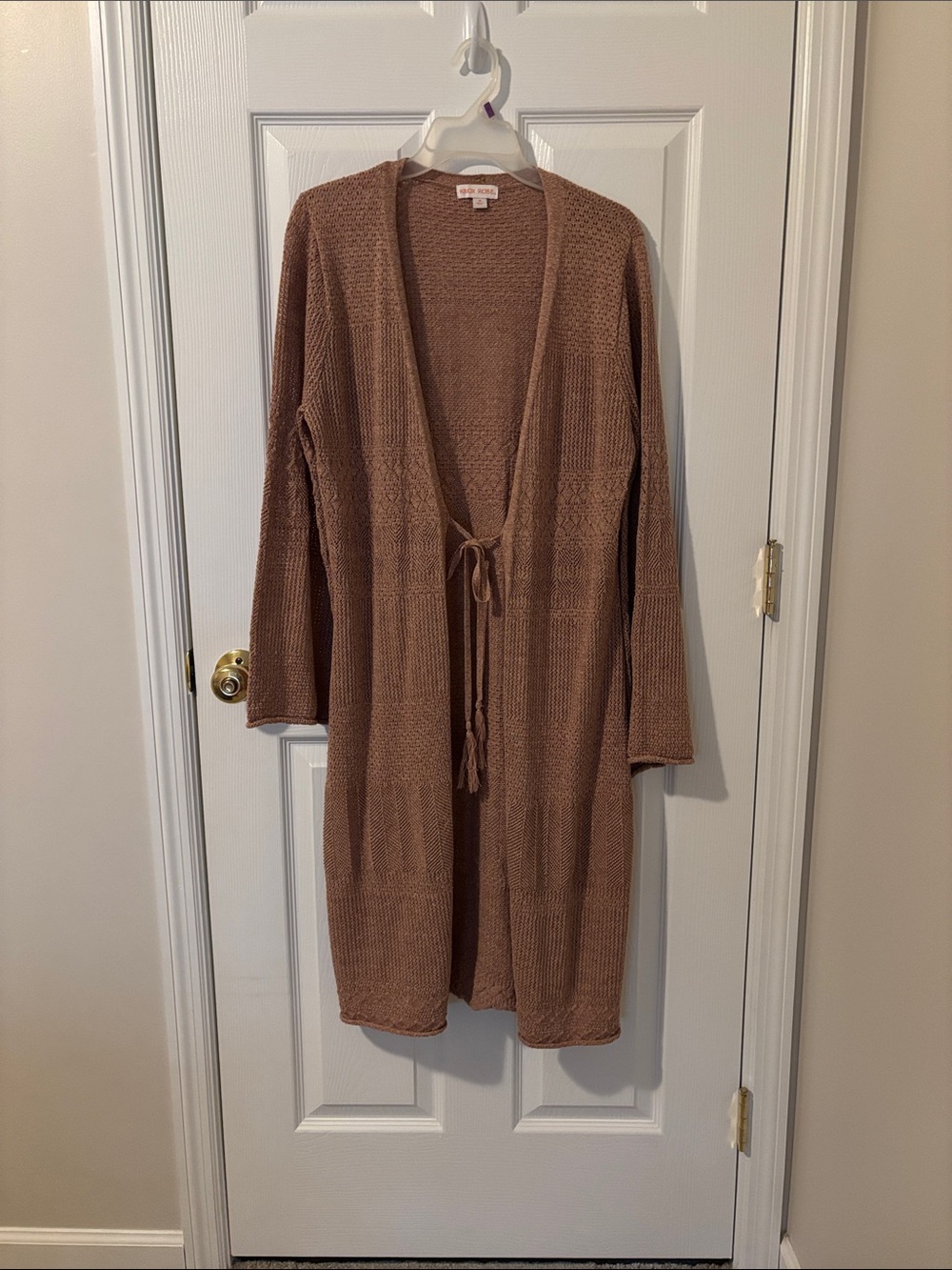 Knox Rose Long Open Front Tie Cardigan